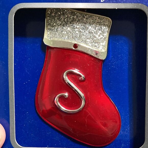 Letter S Ornament Christmas Stocking Regent Square Studio Design Silver Plated - Picture 1 of 7